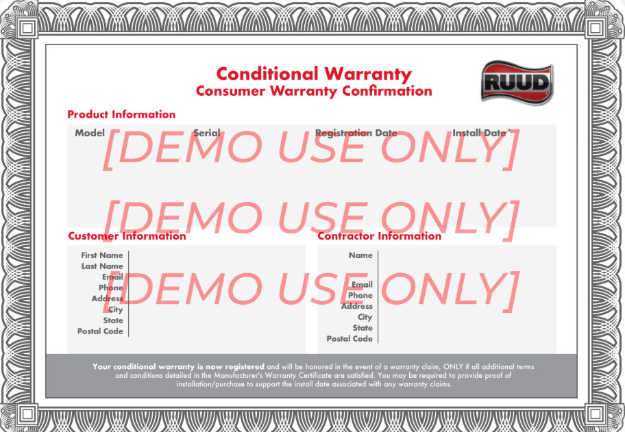 HVAC manufacturer warranty verification for air conditioning equipment